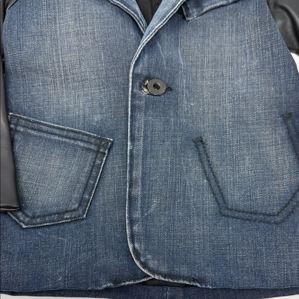 Aven Kid’s Denim and Leather Sport Jacket - Black and Blue Sunday Best Size 2T - Picture 2 of 8